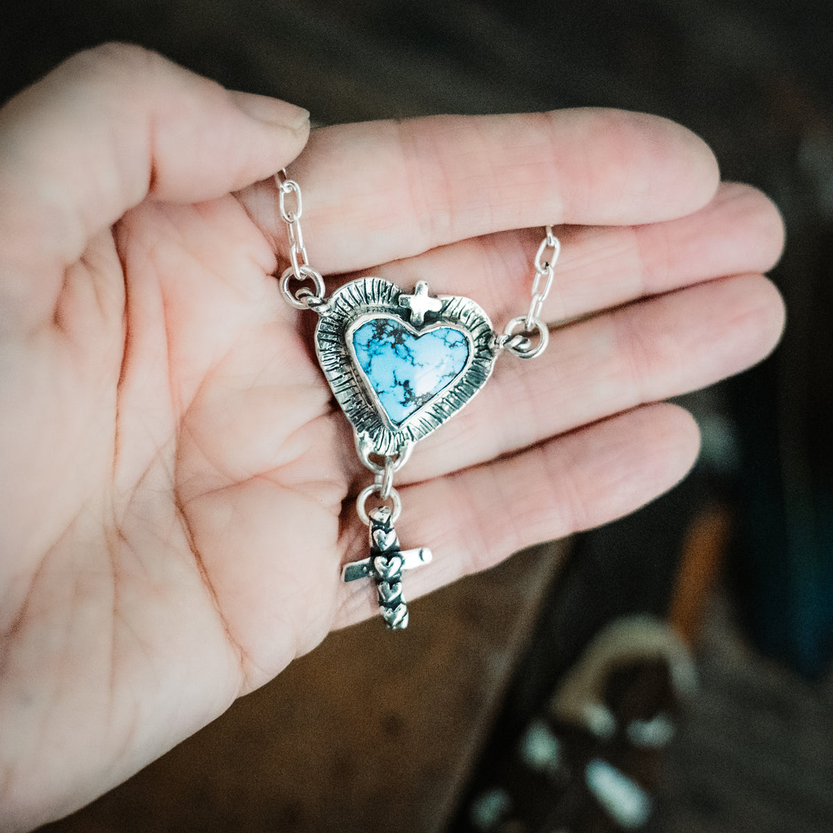 Brave Heart Golden Lavender Turquoise Necklace