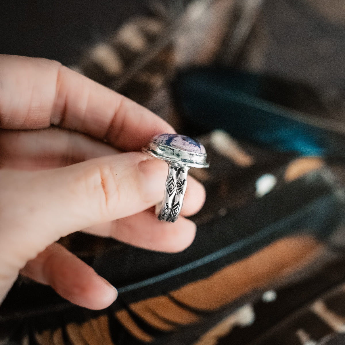 Bubble  Gum Ring- Aubergine Cantera Opal Ring - Size 8.5