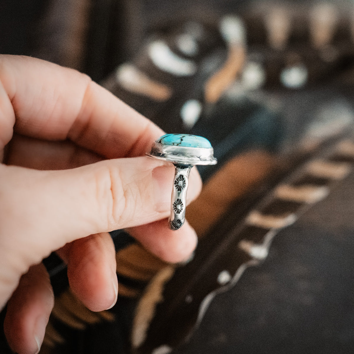Bubble Gum Ring- Golden Hills Turquoise- Size 8