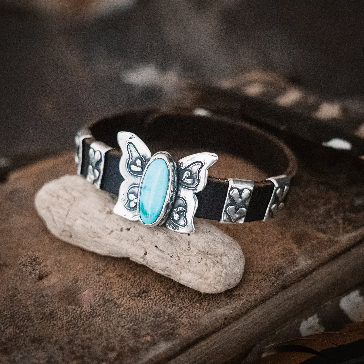 Butterfly Dreams Golden Lavender Turquoise Bracelet