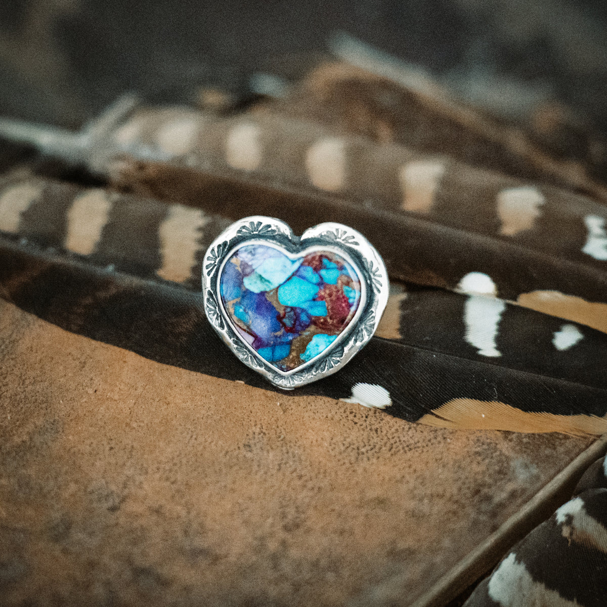 Heart Kingman Confetti Ring -adjusted to your size