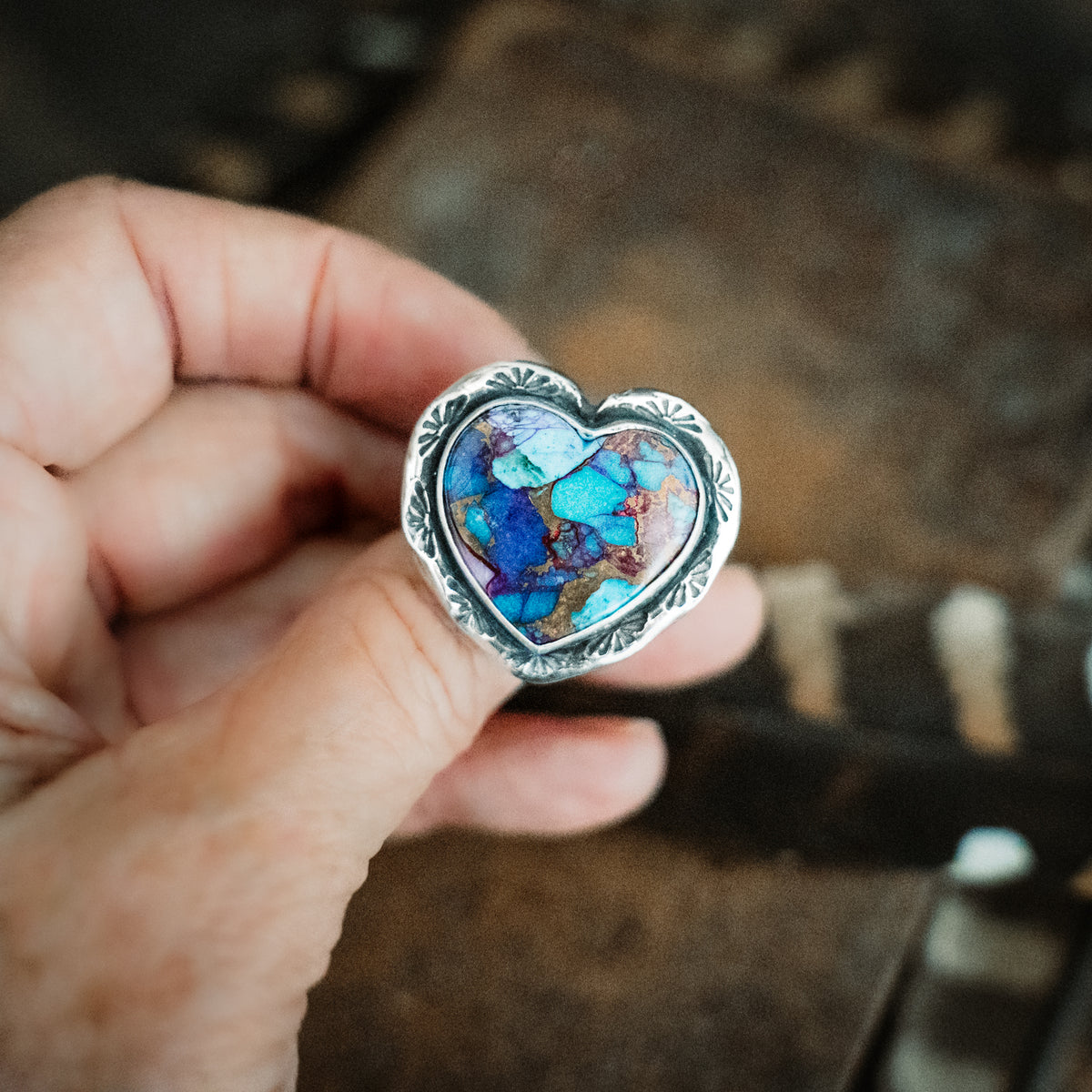 Heart Kingman Confetti Ring -adjusted to your size