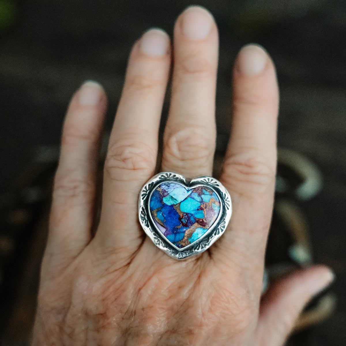 Heart Kingman Confetti Ring -adjusted to your size