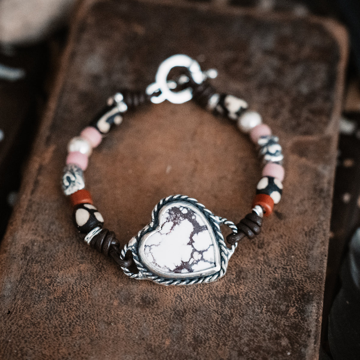 Cowgirl At Heart Trade Bead Bracelet- SIZE Large- 8.5&quot;