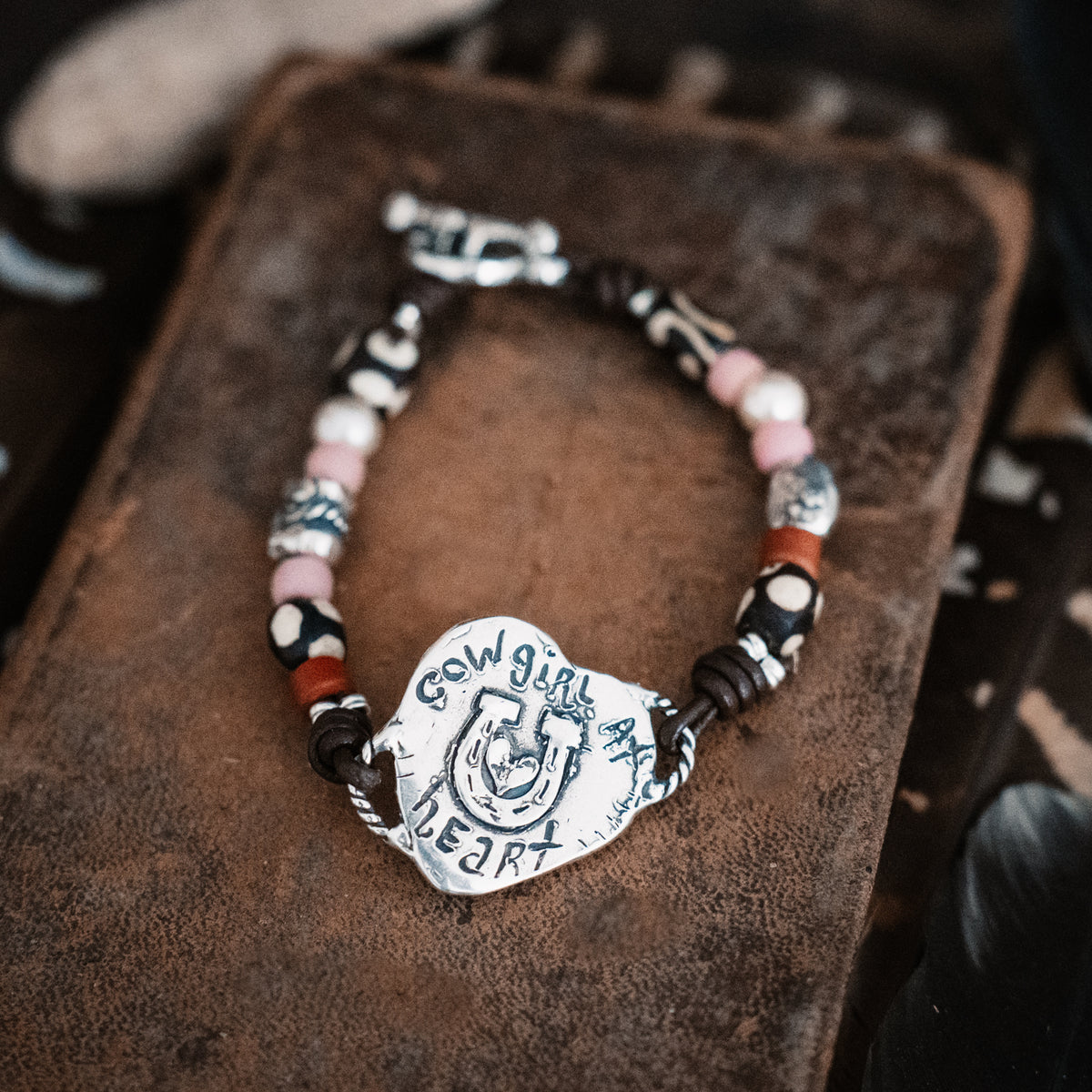 Cowgirl At Heart Trade Bead Bracelet- SIZE Large- 8.5&quot;
