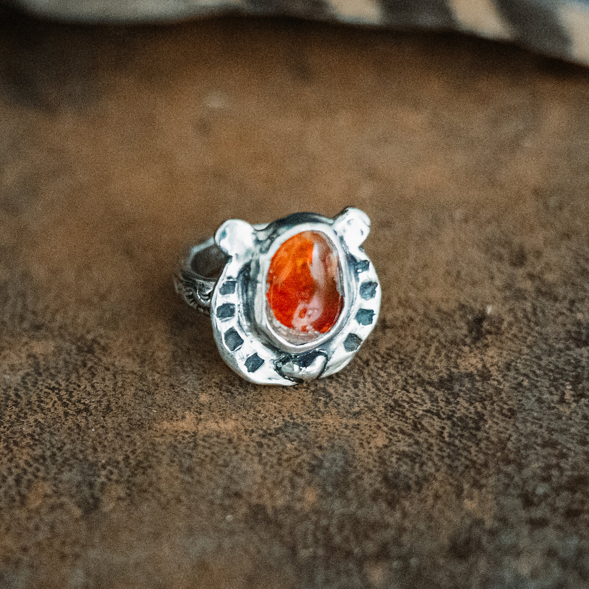 CUSTOM FOR Patricia- Fire Opal Horseshoe Ring and Necklace