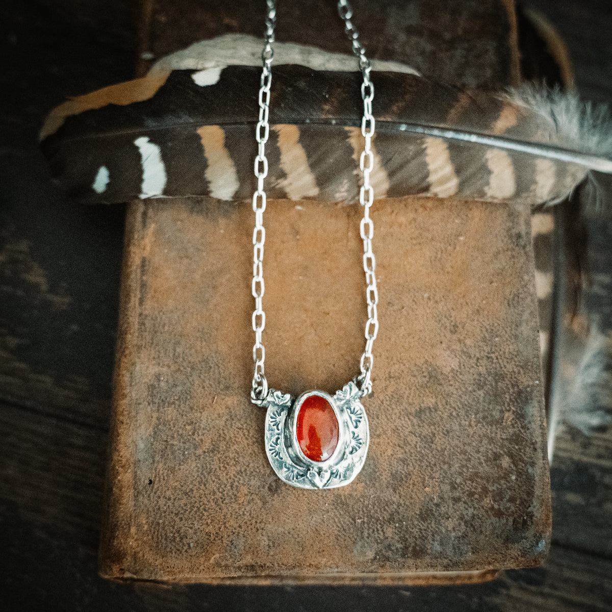 CUSTOM FOR Patricia- Fire Opal Horseshoe Ring and Necklace
