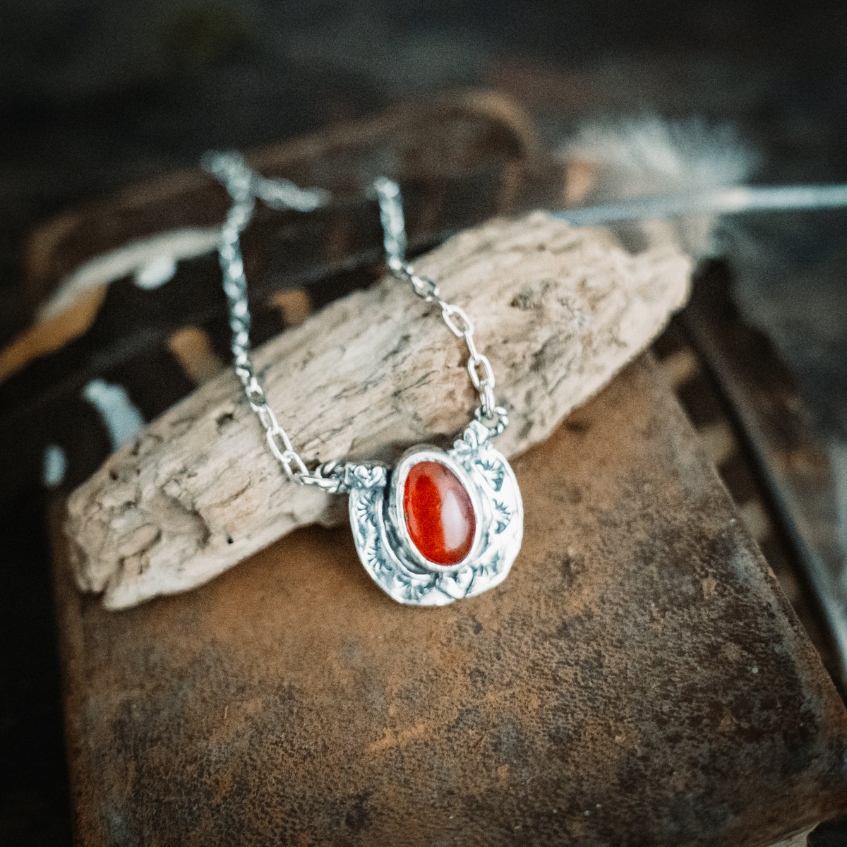 CUSTOM FOR Patricia- Fire Opal Horseshoe Ring and Necklace
