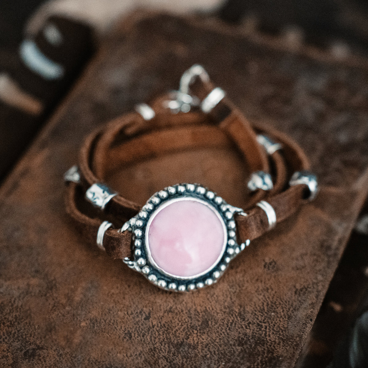 Do all things with love pink opal wrap bracelet
