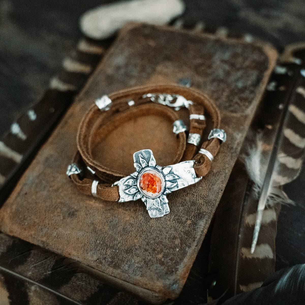 Faith Lights the Way Fire Opal Wrap Bracelet