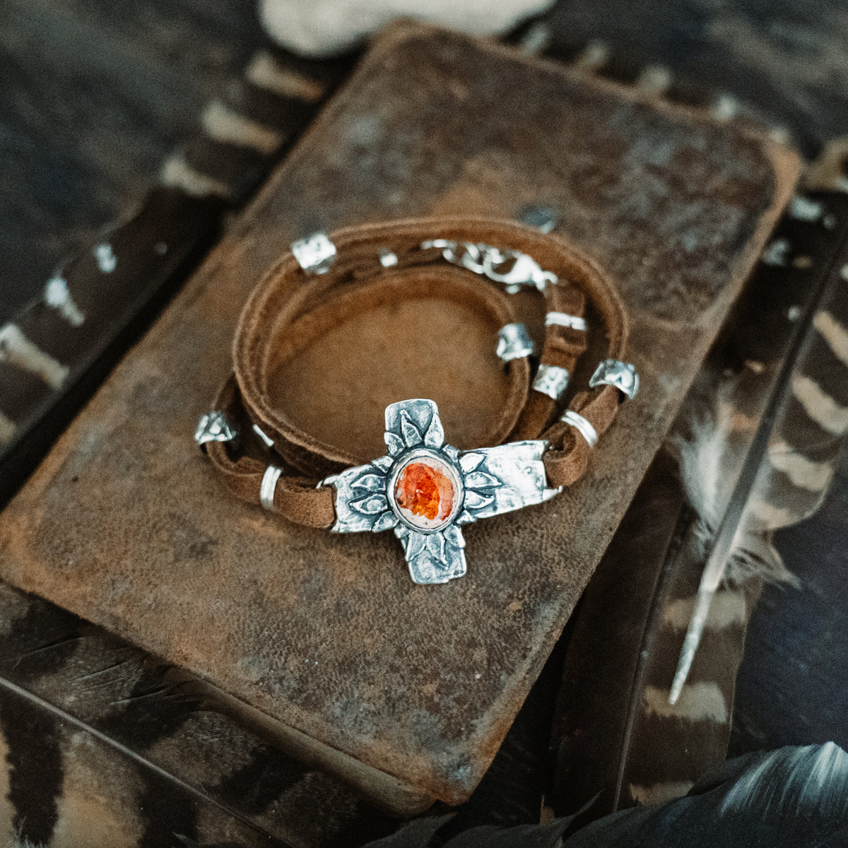 Faith Lights the Way Fire Opal Wrap Bracelet