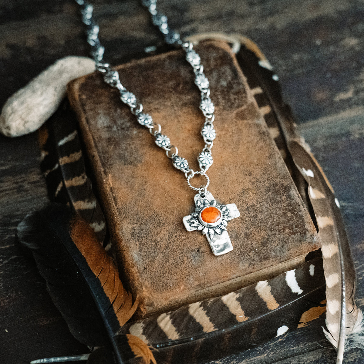 Faith Lights The Way Fire Opal Necklace