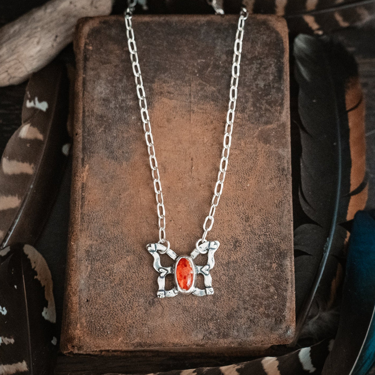 Fire Opal Butterfly Necklace