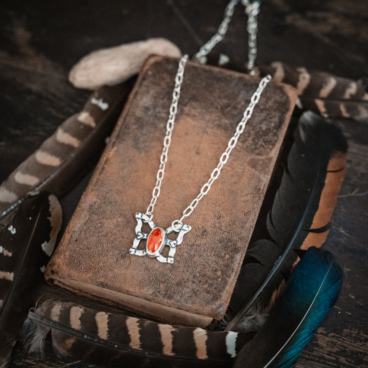 Fire Opal Butterfly Necklace