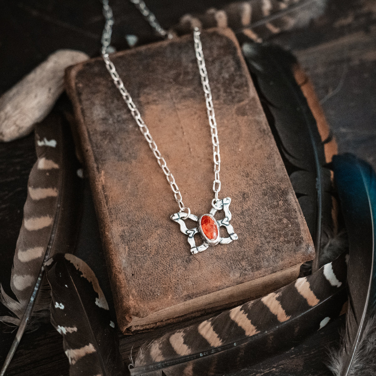 Fire Opal Butterfly Necklace