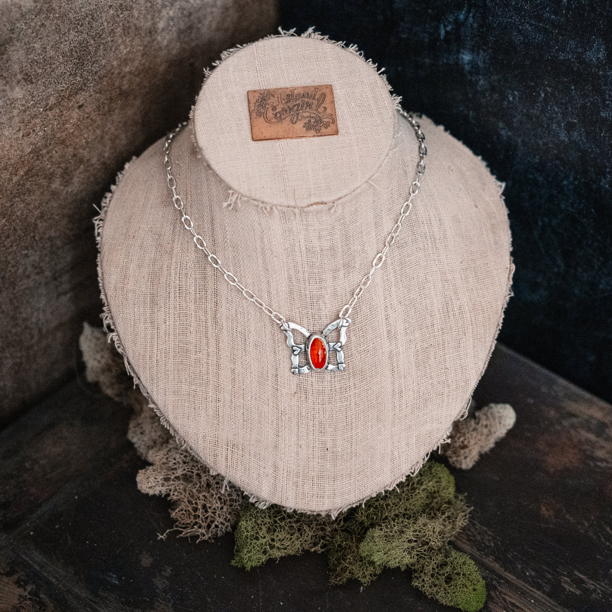 Fire Opal Butterfly Necklace