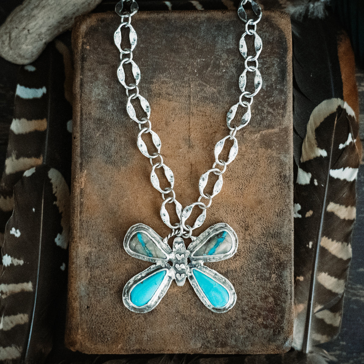 Fly High Butterfly Turquoise Necklace