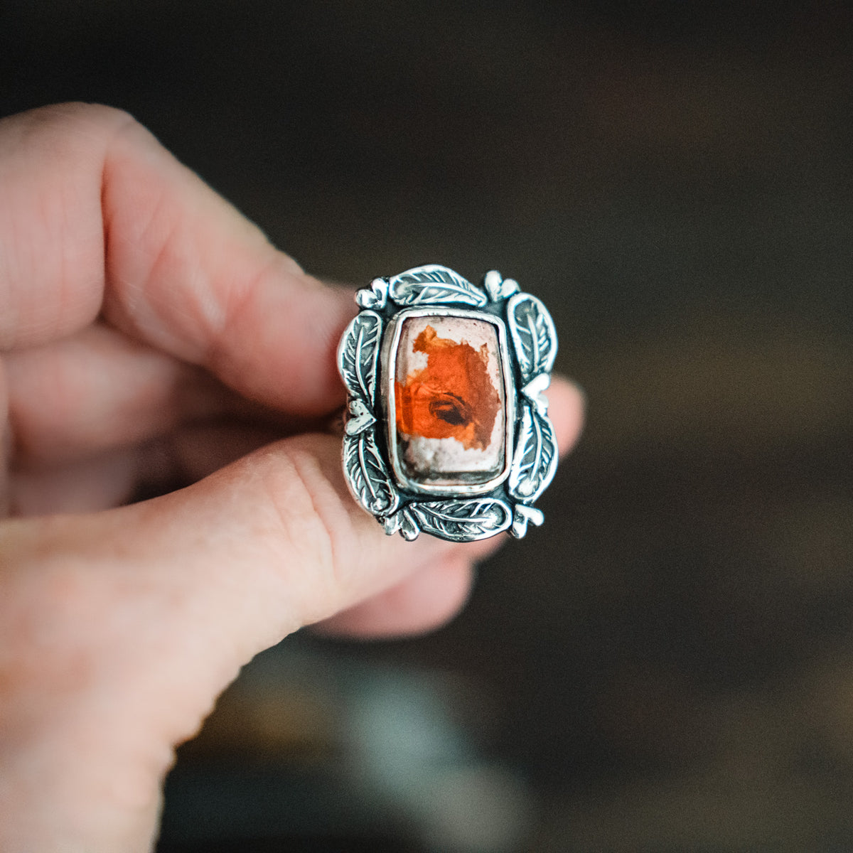 Forest Sunrise - Fire Opal Ring - Size 8