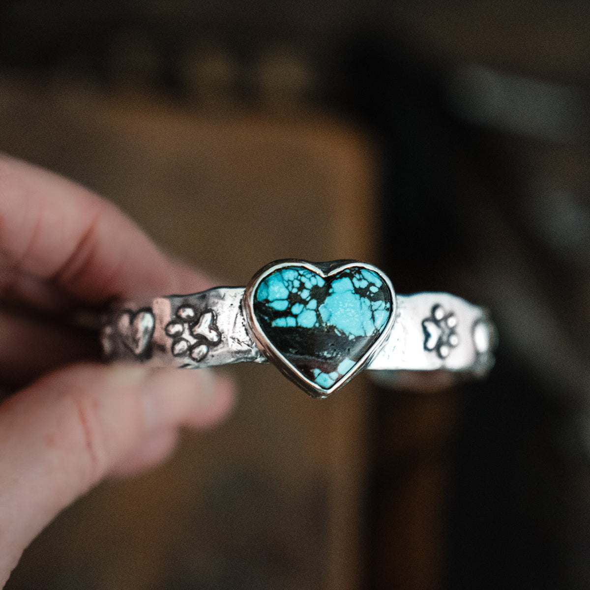 My Dog is Forever in my Heart Turquoise Cuff