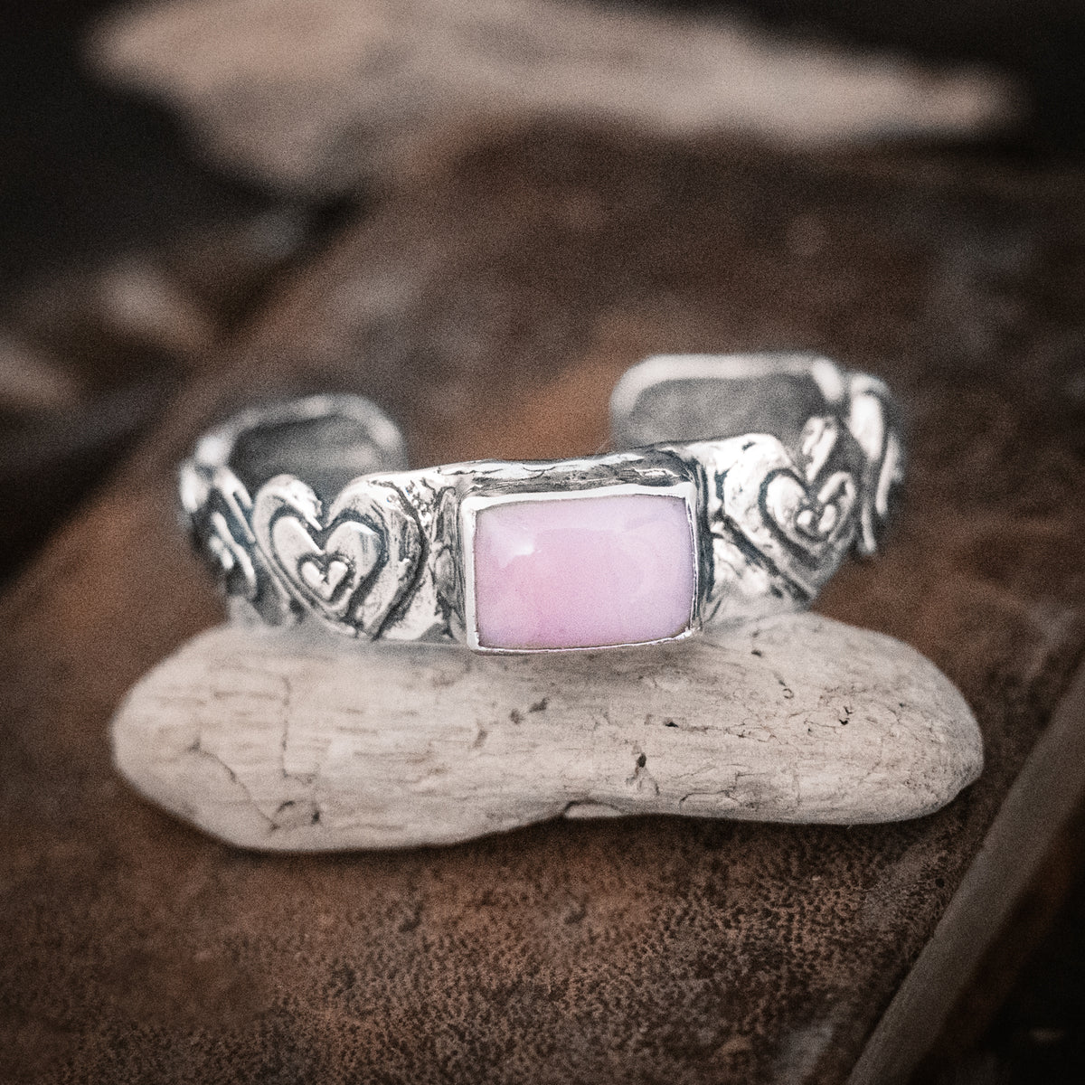Grateful Heart Pink Opal Cuff