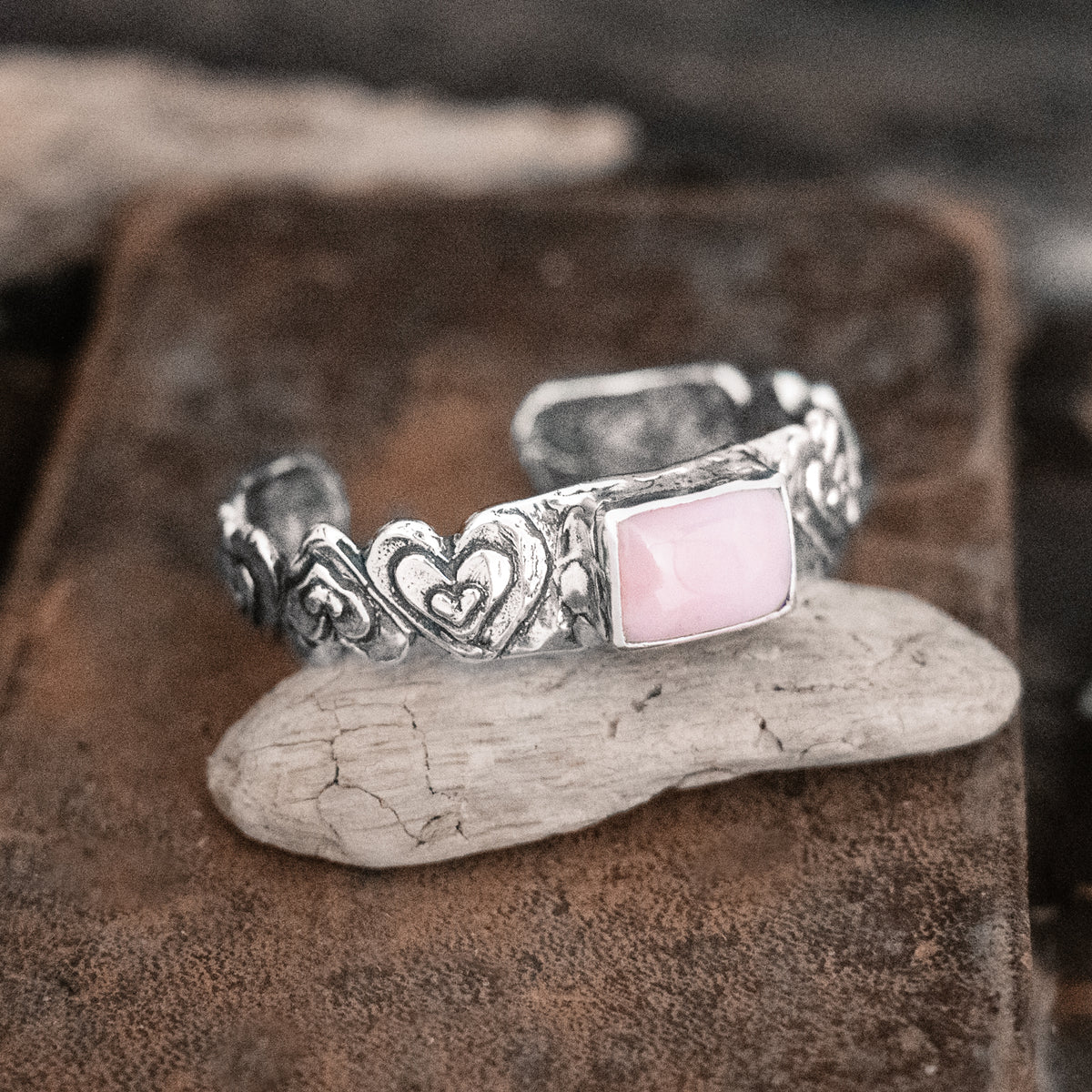 Grateful Heart Pink Opal Cuff