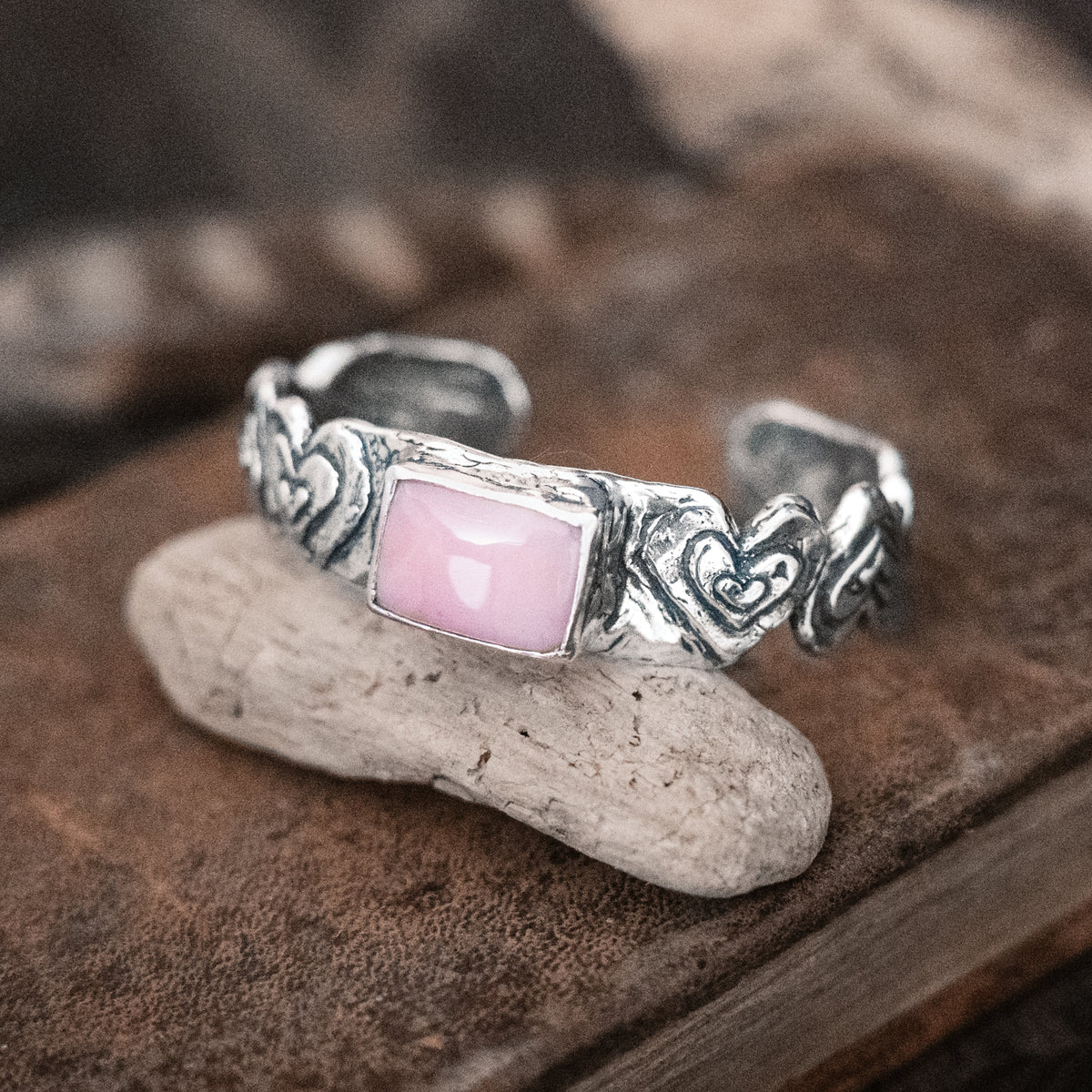 Grateful Heart Pink Opal Cuff