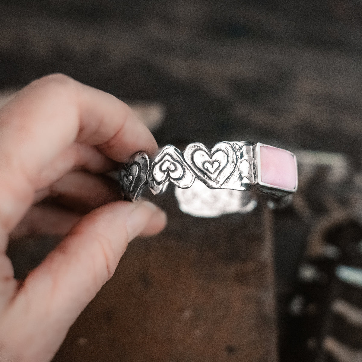 Grateful Heart Pink Opal Cuff