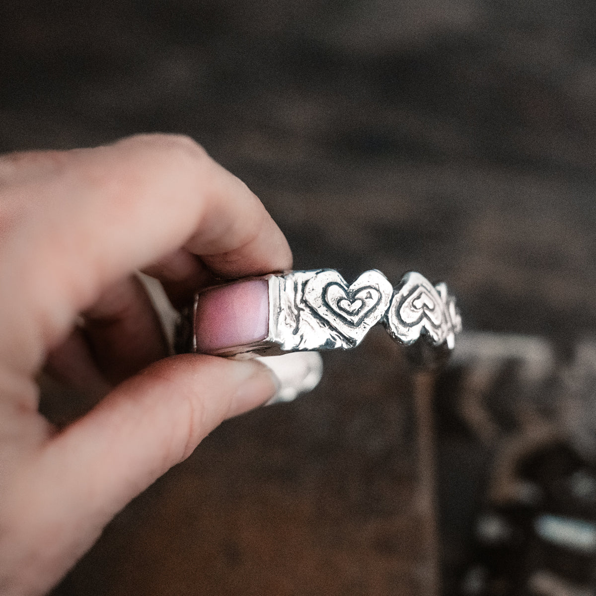 Grateful Heart Pink Opal Cuff