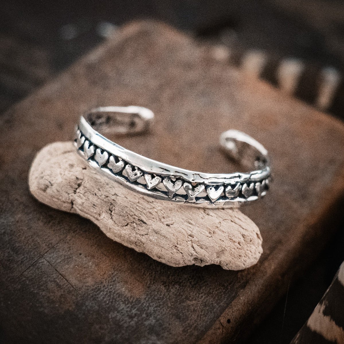 cuff bracelet with hearts