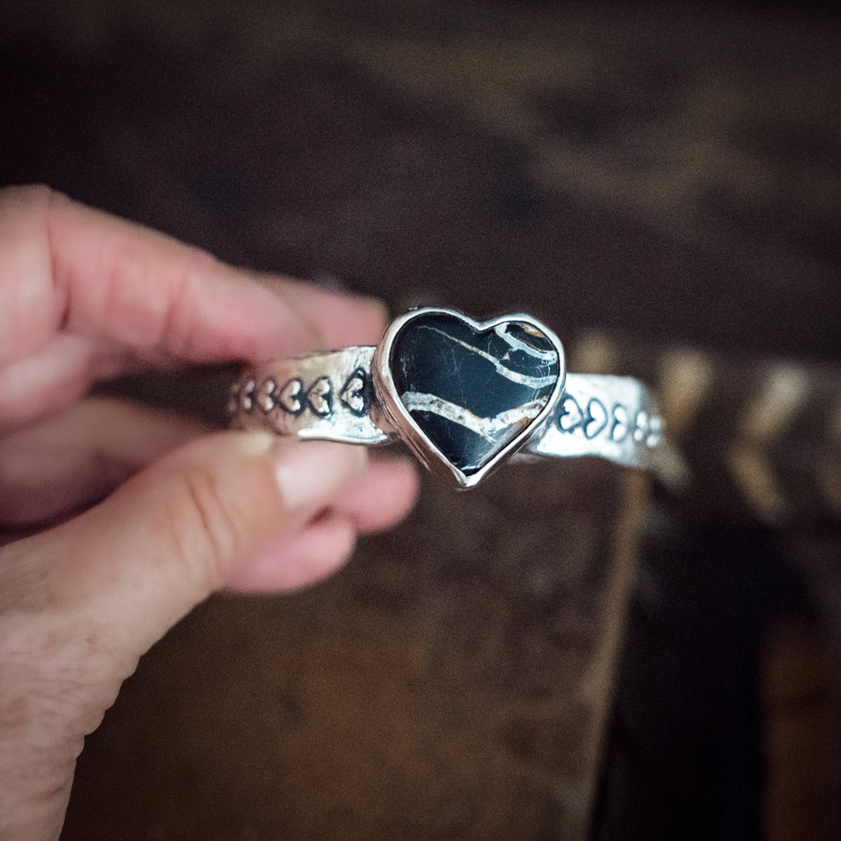 Circle of Hearts White Buffalo Cuff