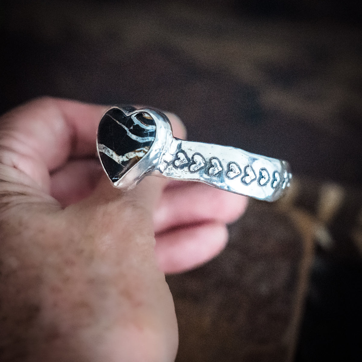 Circle of Hearts White Buffalo Cuff