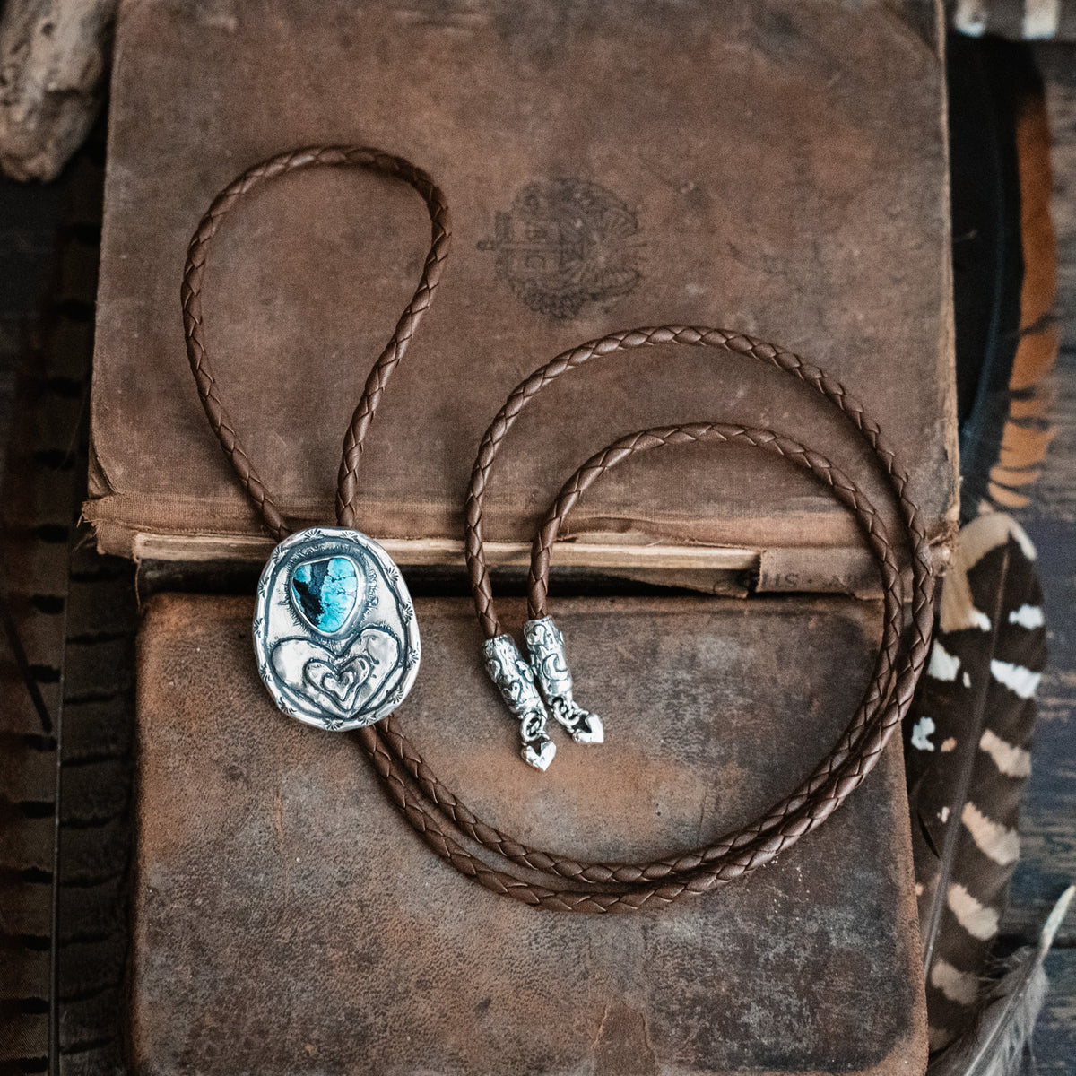 Triple Heart Turquoise Bolo Necklace