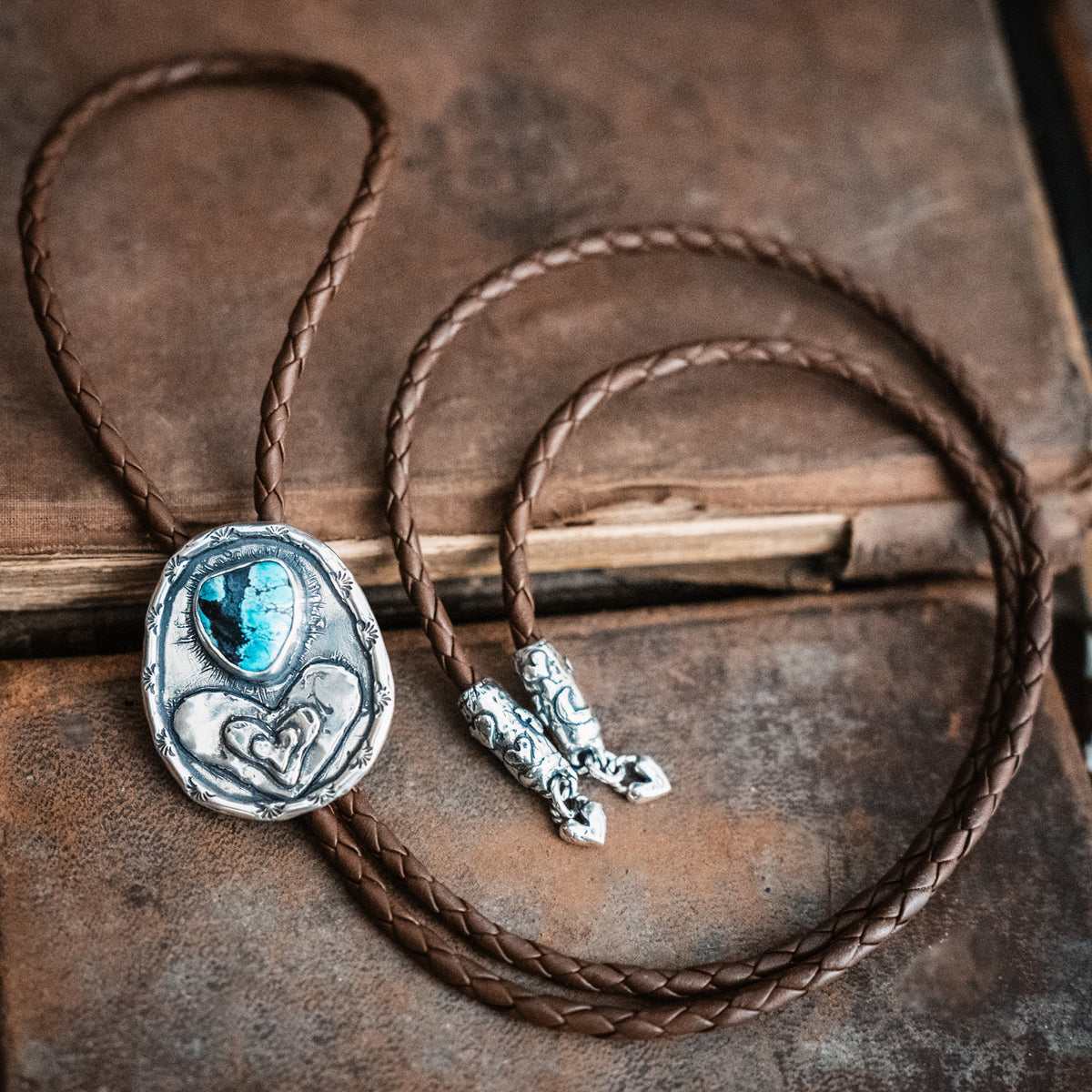Triple Heart Turquoise Bolo Necklace