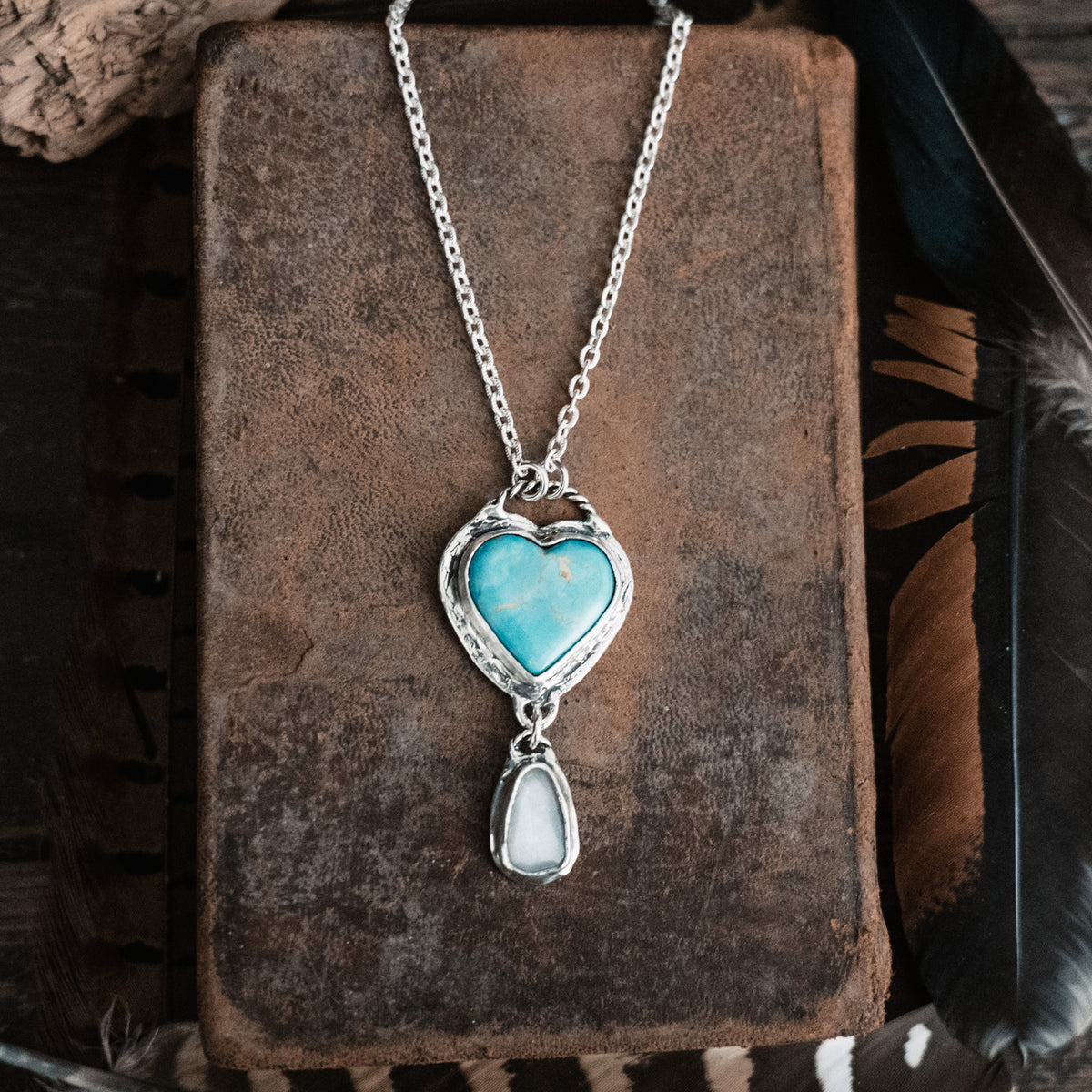 Hearts Light Turquoise Necklace
