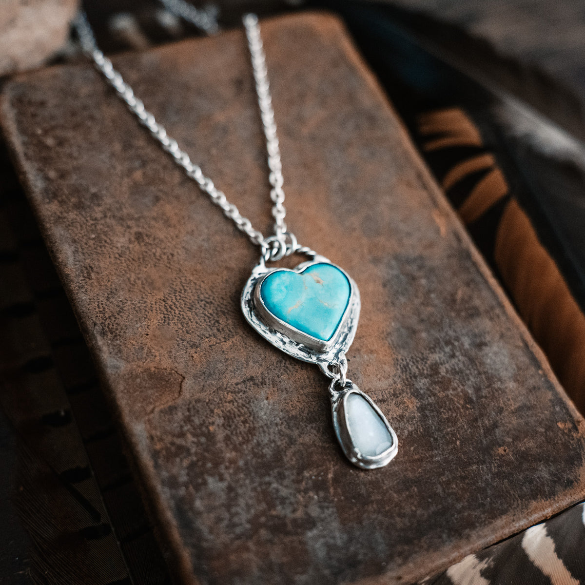 Hearts Light Turquoise Necklace