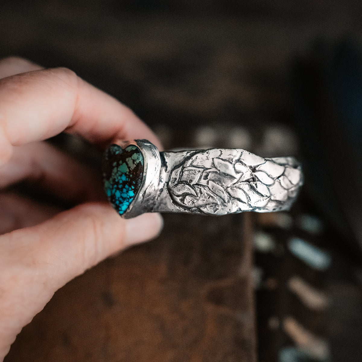Hearts take Flight Turquoise Cuff