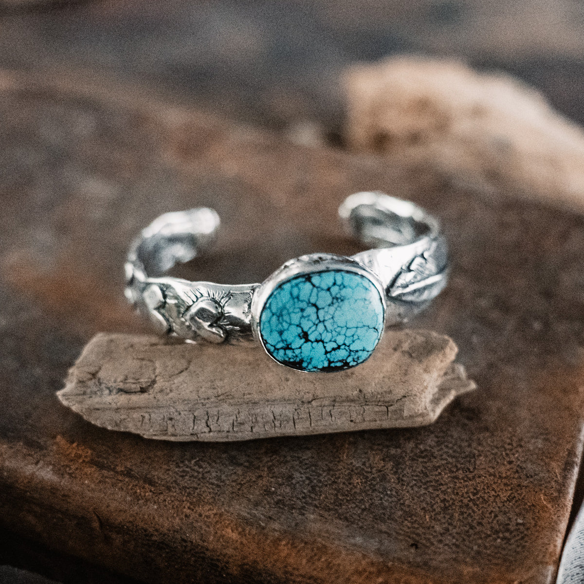 Hope is the thing with Feathers Turquoise Cuff-Number 8