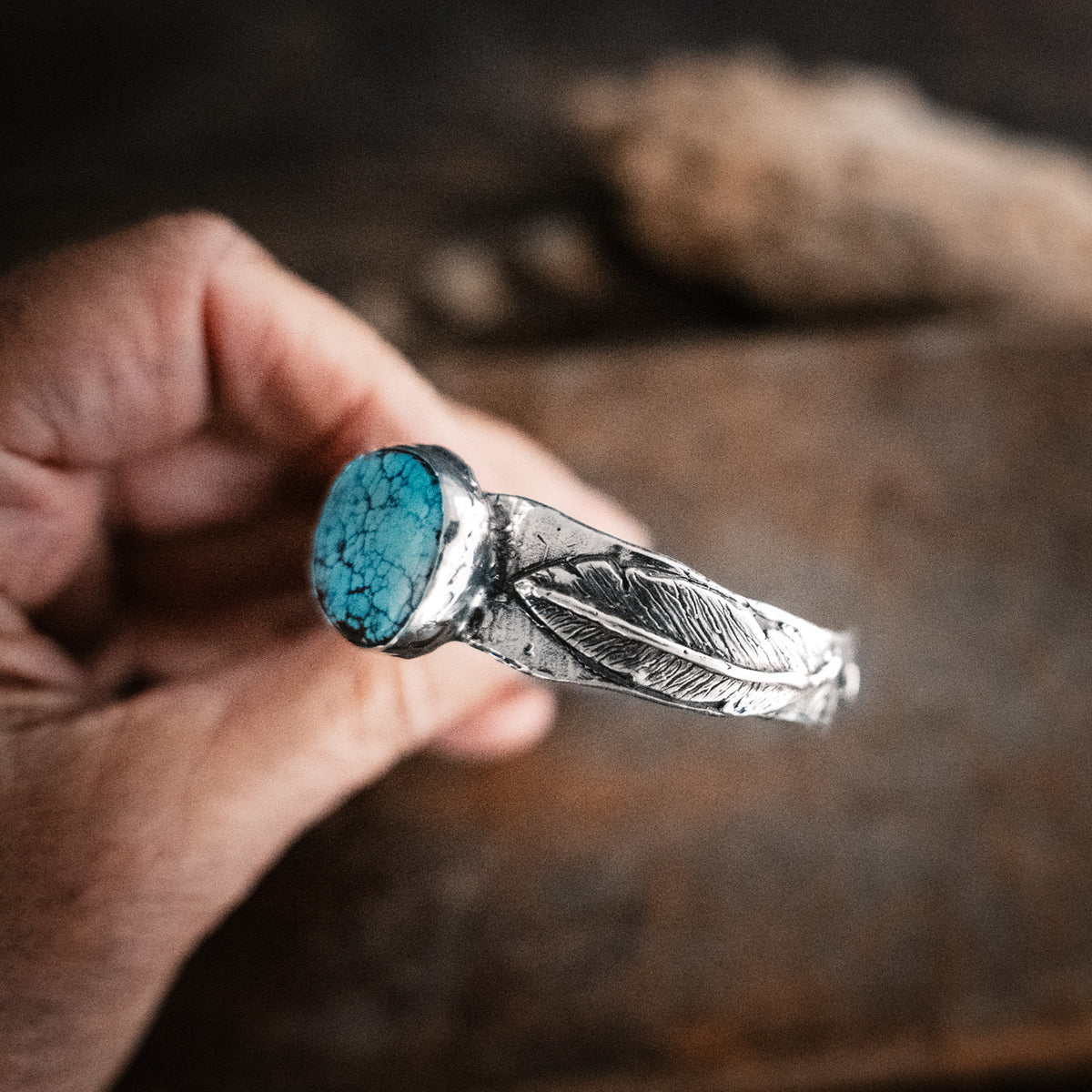 Hope is the thing with Feathers Turquoise Cuff-Number 8