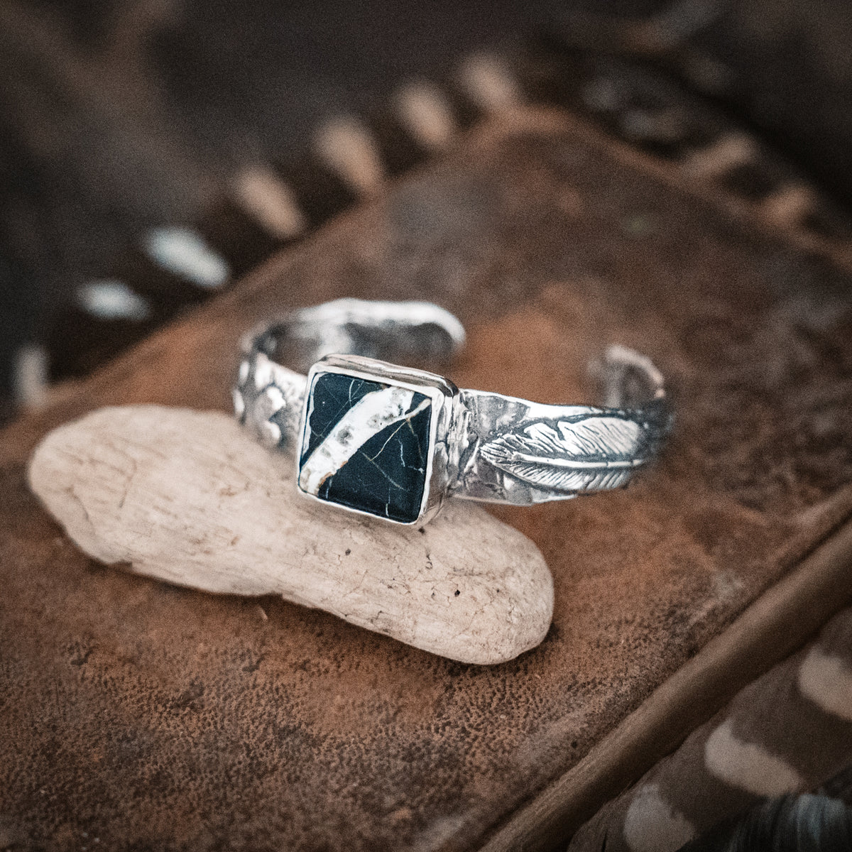 Hope is the thing with Feathers White Buffalo Cuff