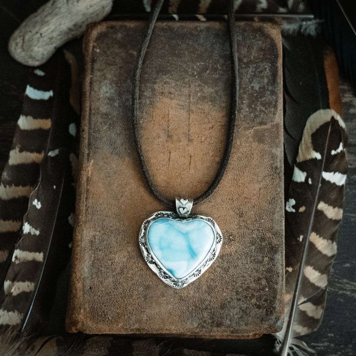 I dream therefore I become Larimar Heart Necklace