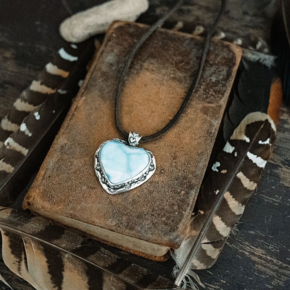 I dream therefore I become Larimar Heart Necklace