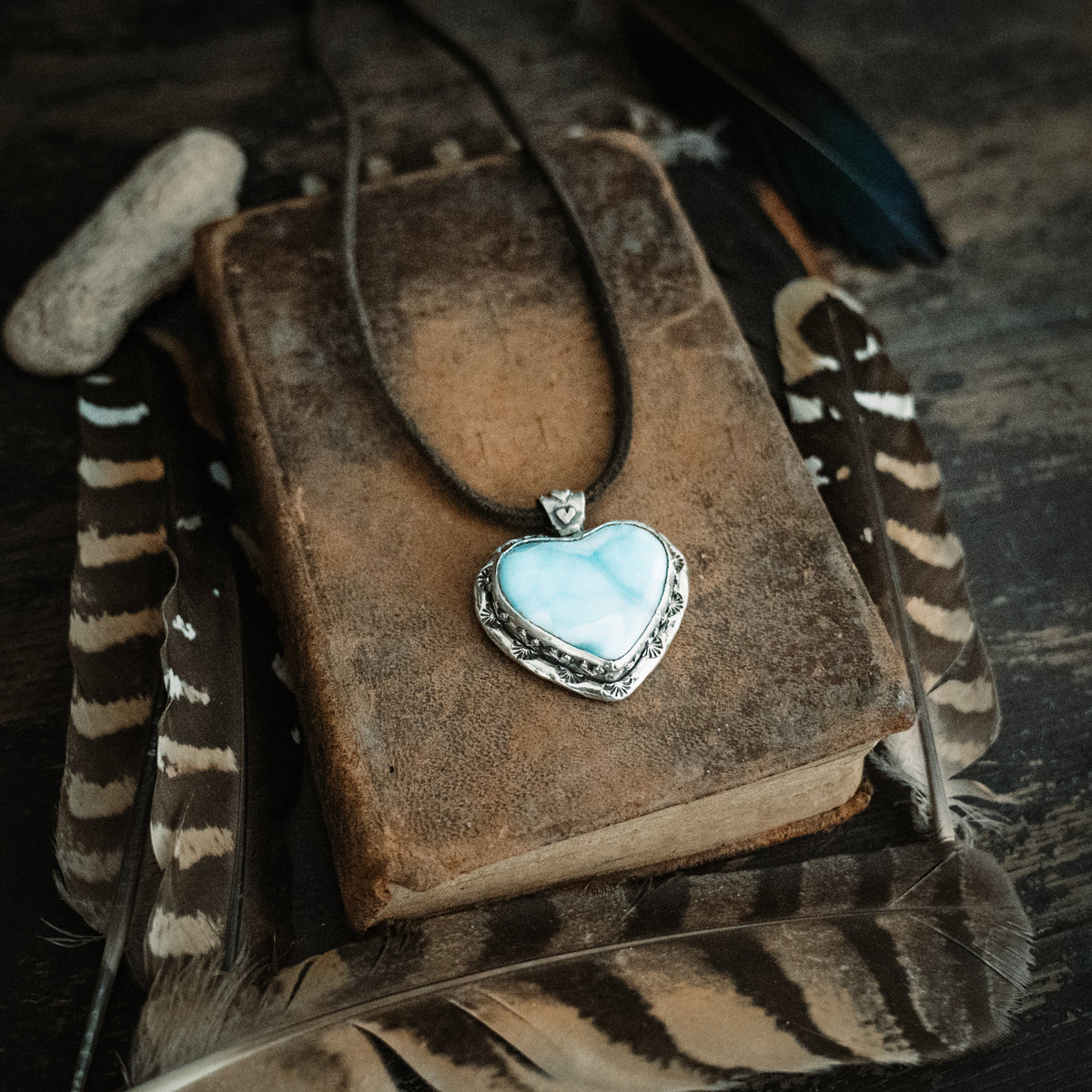 I dream therefore I become Larimar Heart Necklace