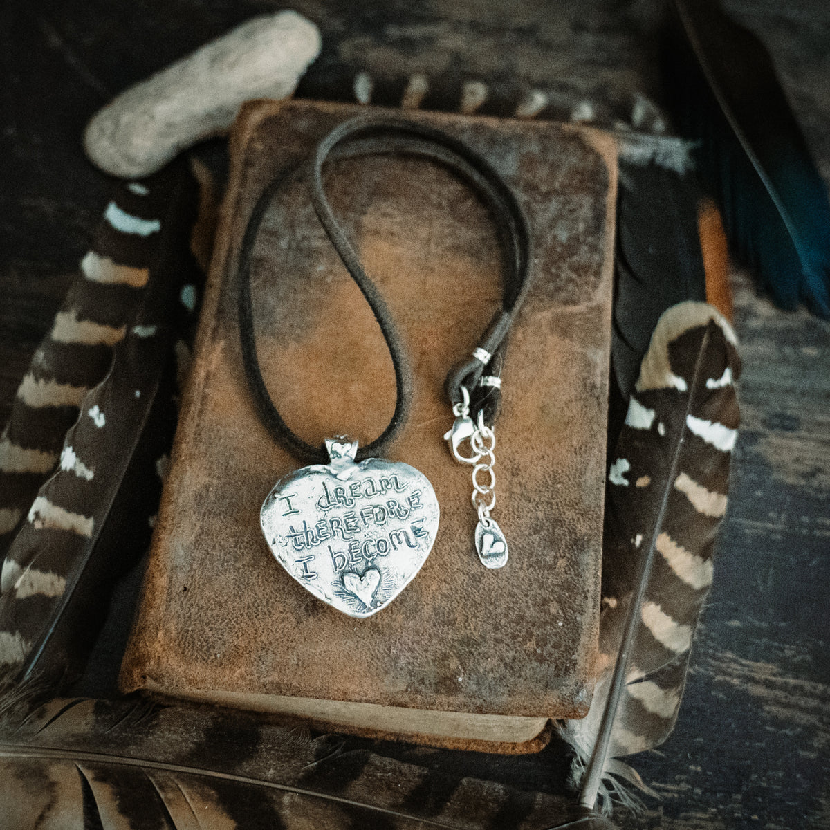 I dream therefore I become Larimar Heart Necklace