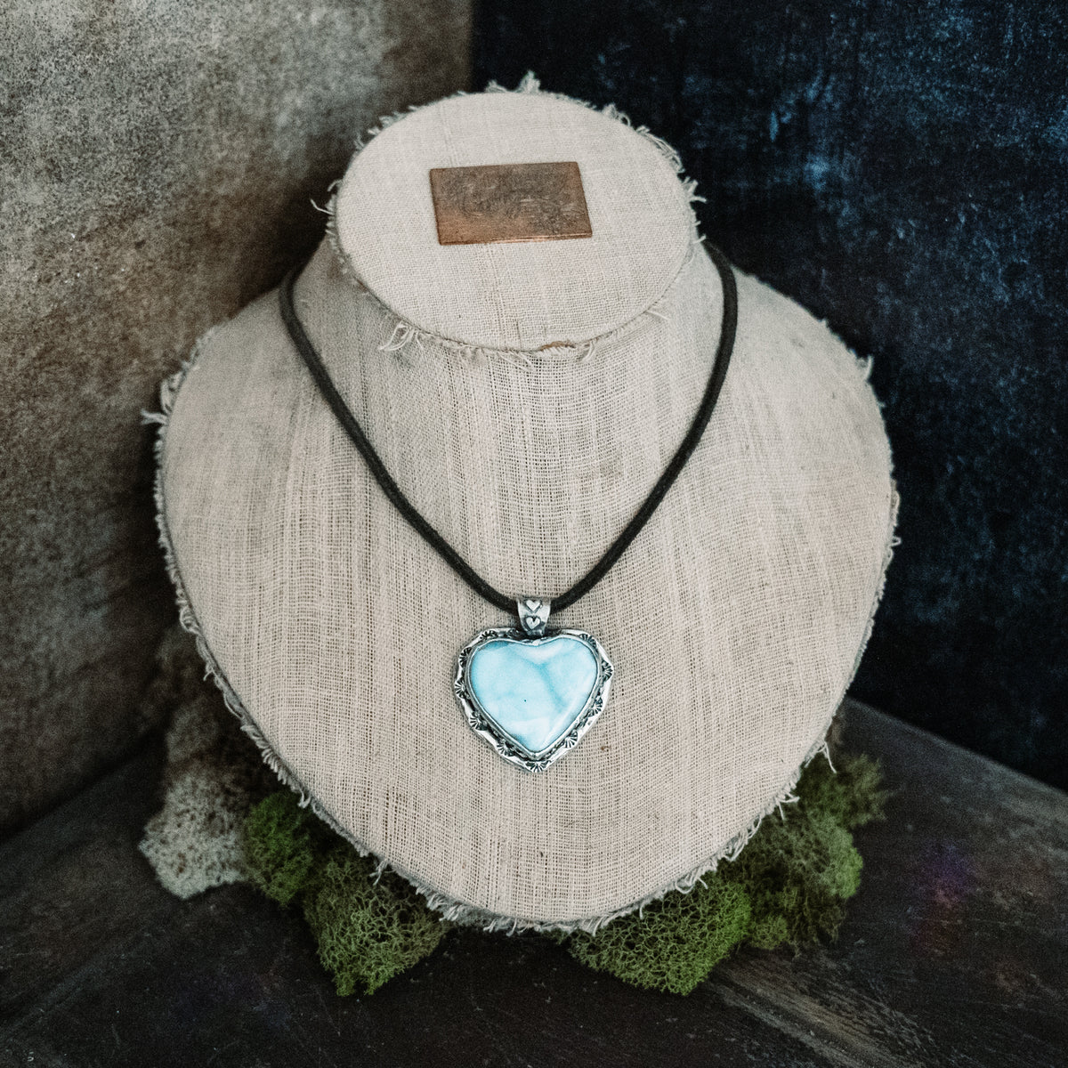 I dream therefore I become Larimar Heart Necklace
