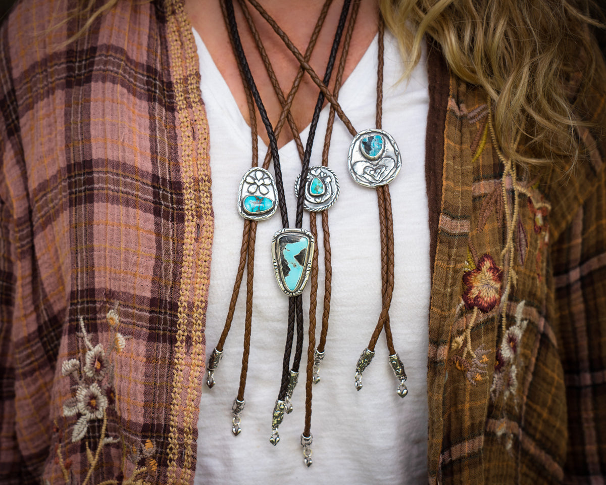 Triple Heart Turquoise Bolo Necklace