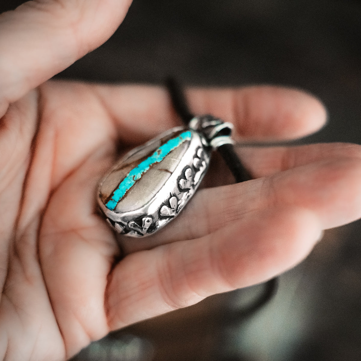 Let My Heart Be Wise Ribbon Turquoise Necklace