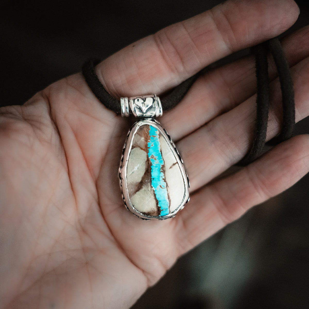Let My Heart Be Wise Ribbon Turquoise Necklace