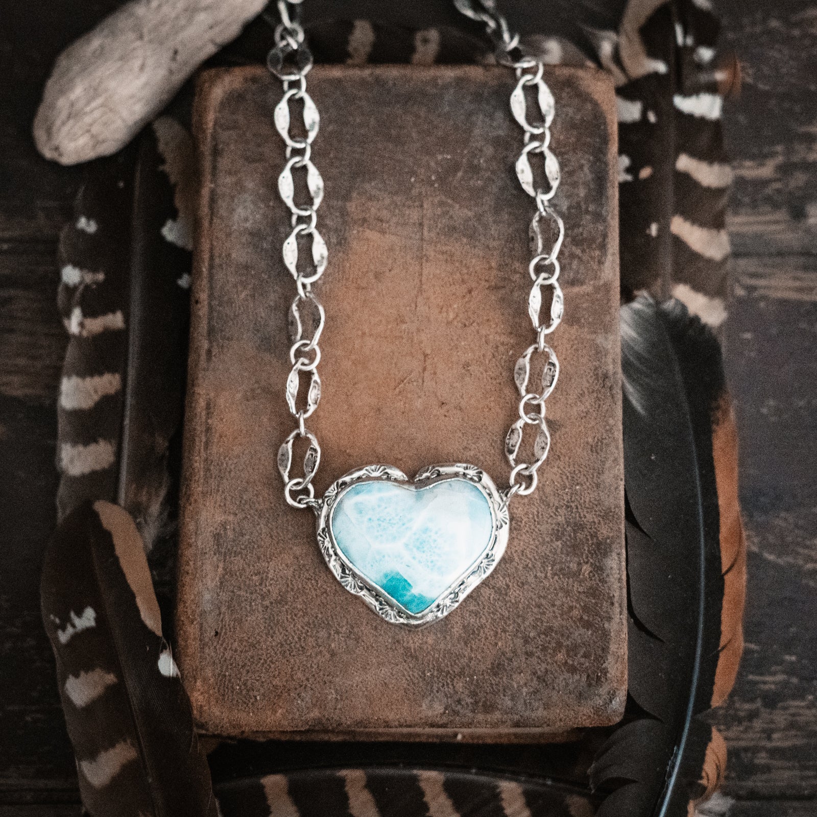 Let my heart be wise Larimar Heart Necklace - Island Cowgirl