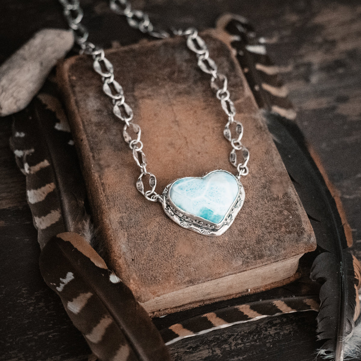 Let my heart be wise Larimar Heart Necklace