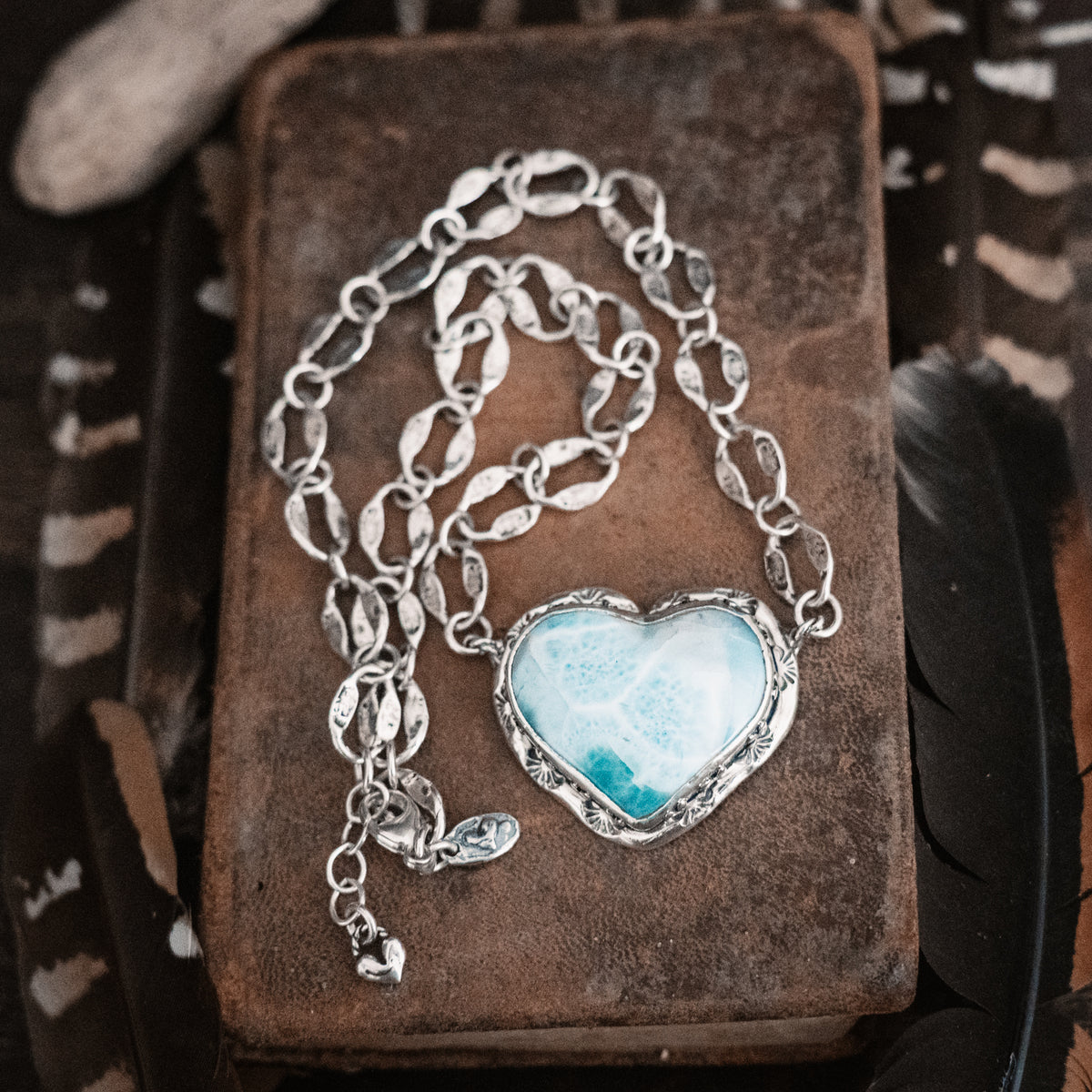 Let my heart be wise Larimar Heart Necklace